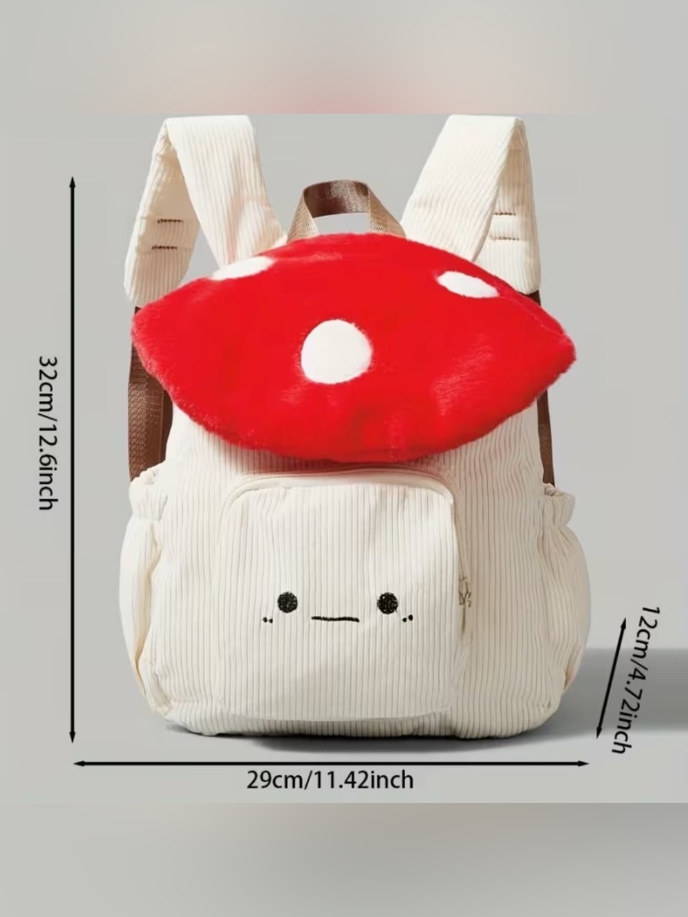 Mushroom Backpack Purse Plush - Picture 5 of 6